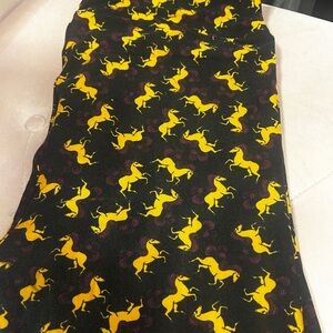 Black Leggings with Yellow Unicorns